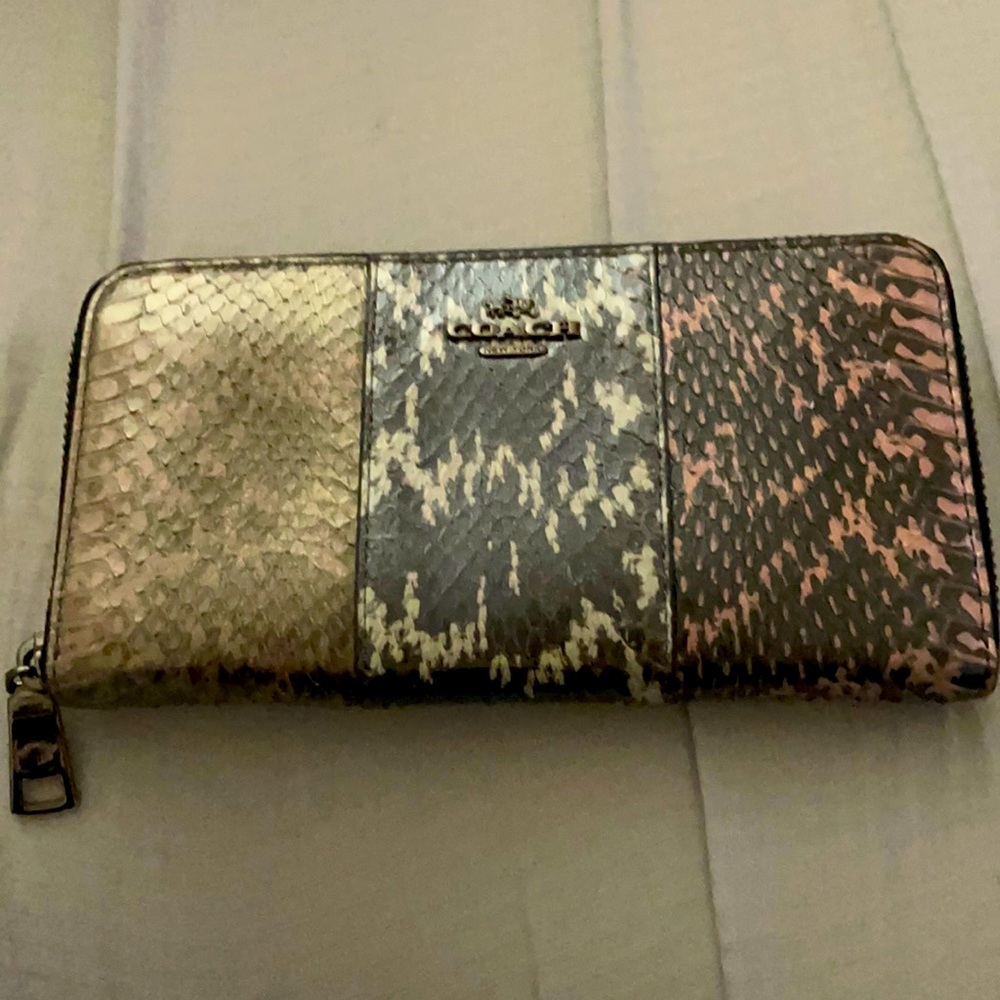 Coach snakeskin accordion wallet